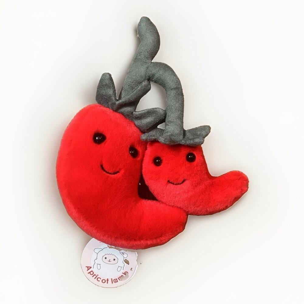 Apricot Lamb Plush Red Chili Pepper Pair Stuffed Animal Kawaii Soft Toy